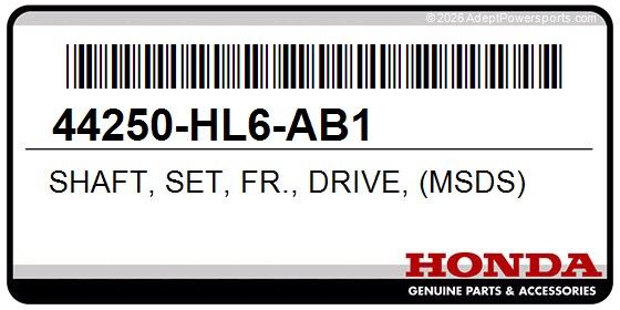 Honda 44250-HL6-AB1 Shaft, Set, Fr., Drive, (Msds)