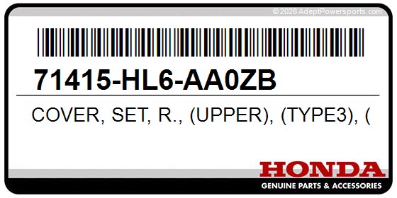 Honda 71415-HL6-AA0ZB Cover, Set, R., (Upper), (Type3), (Wl)