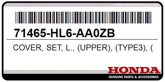 Honda 71465-HL6-AA0ZB Cover, Set, L., (Upper), (Type3), (Wl)