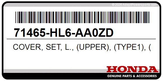 Honda 71465-HL6-AA0ZD Cover, Set, L., (Upper), (Type1), (Wl)
