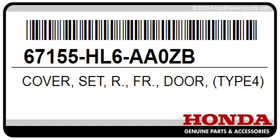 Honda 67155-HL6-AA0ZB Cover, Set, R., Fr., Door, (Type4)(Wl)