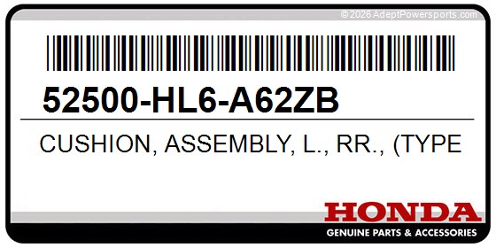 Honda 52500-HL6-A62ZB Cushion, Assembly, L., Rr., (Type3), (Fox)