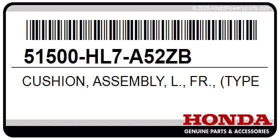 Honda 51500-HL7-A52ZB Cushion, Assembly, L., Fr., (Type3), (Fox)