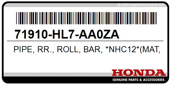 Honda 71910-HL7-AA0ZA Pipe, Rr., Roll, Bar, *Nhc12*(Mat, Satin, Black)