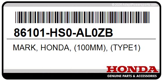 Honda 86101-HS0-AL0ZB Mark, Honda, (100Mm), (Type1)