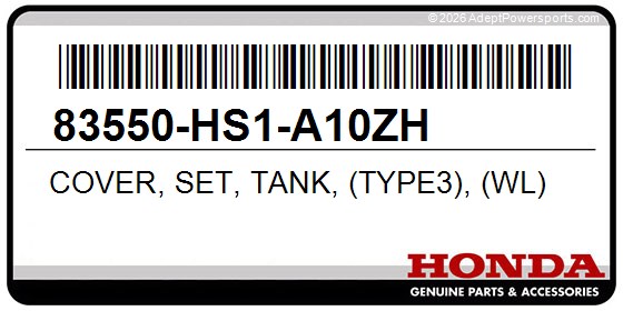 Honda 83550-HS1-A10ZH Cover, Set, Tank, (Type3), (Wl)
