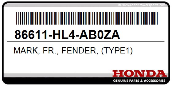 Honda 86611-HL4-AB0ZA Mark, Fr., Fender, (Type1)