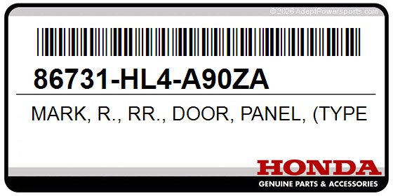Honda 86731-HL4-A90ZA Mark, R., Rr., Door, Panel, (Type1)