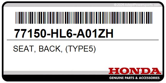 Honda 77150-HL6-A01ZH Seat, Back, (Type5)