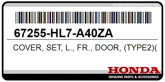 Honda 67255-HL7-A40ZA Cover, Set, L., Fr., Door, (Type2)(Wl)