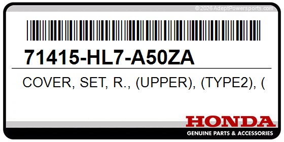 Honda 71415-HL7-A50ZA Cover, Set, R., (Upper), (Type2), (Wl)