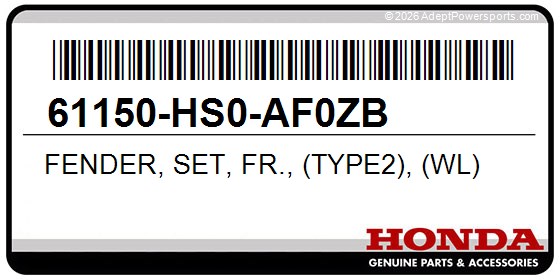 Honda 61150-HS0-AF0ZB Fender, Set, Fr., (Type2), (Wl)