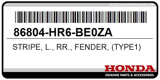 Honda 86804-HR6-BE0ZA Stripe, L., Rr., Fender, (Type1)