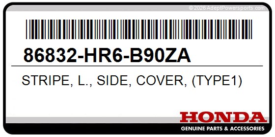 Honda 86832-HR6-B90ZA Stripe, L., Side, Cover, (Type1)