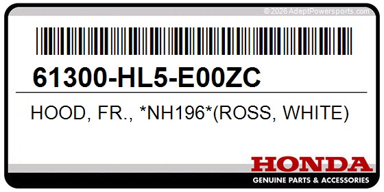 Honda 61300-HL5-E00ZC Hood, Fr., *Nh196*(Ross, White)