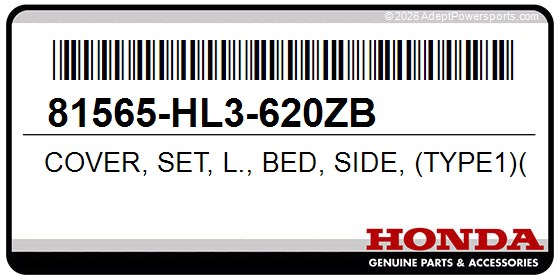 Honda 81565-HL3-620ZB Cover, Set, L., Bed, Side, (Type1)(Wl)
