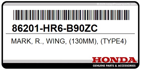 Honda 86201-HR6-B90ZC Mark, R., Wing, (130Mm), (Type4)