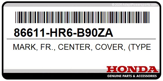 Honda 86611-HR6-B90ZA Mark, Fr., Center, Cover, (Type1)
