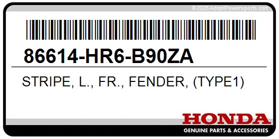 Honda 86614-HR6-B90ZA Stripe, L., Fr., Fender, (Type1)