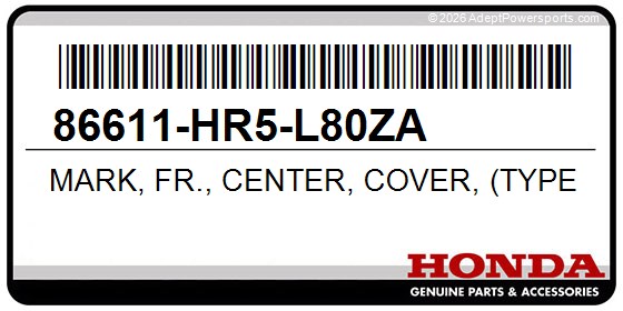 Honda 86611-HR5-L80ZA Mark, Fr., Center, Cover, (Type1)