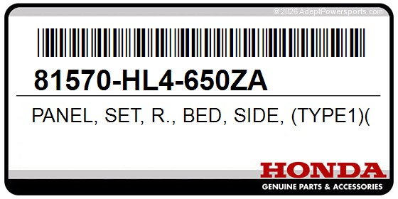 Honda 81570-HL4-650ZA Panel, Set, R., Bed, Side, (Type1)(Wl)