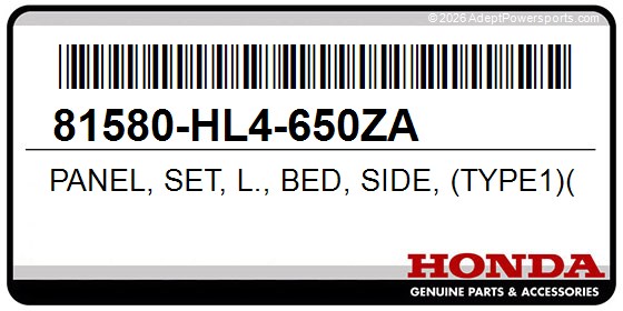 Honda 81580-HL4-650ZA Panel, Set, L., Bed, Side, (Type1)(Wl)