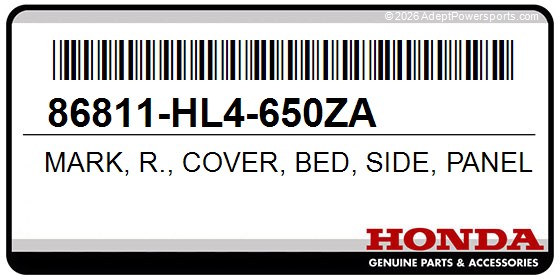 Honda 86811-HL4-650ZA Mark, R., Cover, Bed, Side, Panel, (Type1)