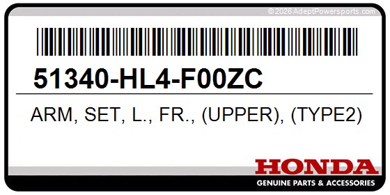Honda 51340-HL4-F00ZC Arm, Set, L., Fr., (Upper), (Type2)