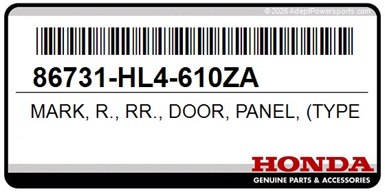 Honda 86731-HL4-610ZA Mark, R., Rr., Door, Panel, (Type1)