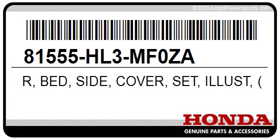 Honda 81555-HL3-MF0ZA R, Bed, Side, Cover, Set, Illust, (Type2)