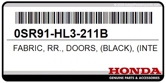 Honda 0SR91-HL3-211B Fabric, Rr., Doors, (Black), (Integrate, Easily, With, Stand-, Ard, Half, Doors)