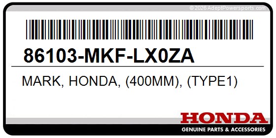 Honda 86103-MKF-LX0ZA Mark, Honda, (400Mm), (Type1)