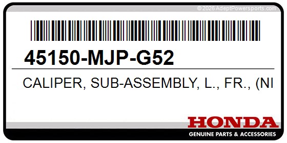 Honda 45150-MJP-G52 Caliper, Sub-Assembly, L., Fr., (Nissin)