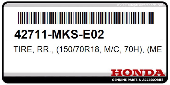 Honda 42711-MKS-E02 Tire, Rr., (150/70R18, M/C, 70H), (Metzeler)