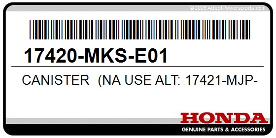 Honda 17420-MKS-E01 Canister  (Na Use Alt: 17421-Mjp-A60)