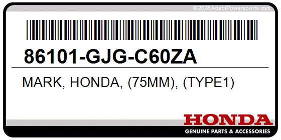 Honda 86101-GJG-C60ZA Mark, Honda, (75Mm), (Type1)