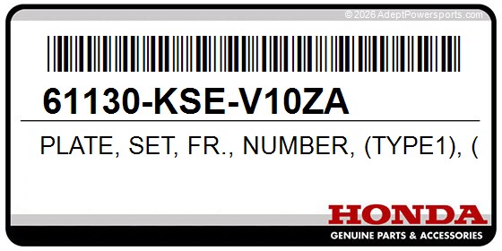 Honda 61130-KSE-V10ZA Plate, Set, Fr., Number, (Type1), (Wl)