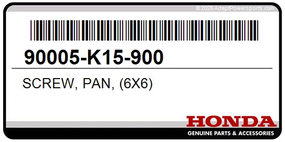Honda 90005-K15-900 Screw, Pan, (6X6)
