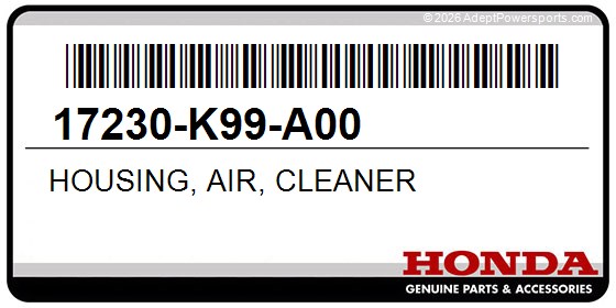 Honda 17230-K99-A00 Housing, Air, Cleaner