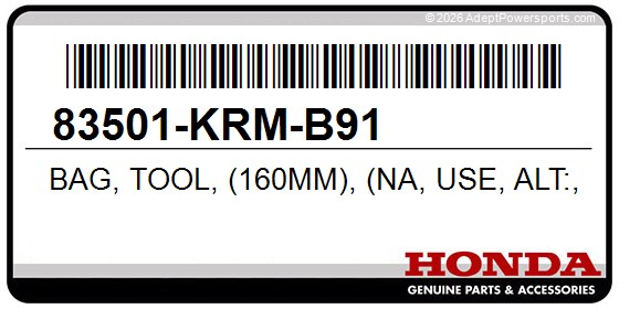 Honda 83501-KRM-B91 Bag, Tool, (160Mm), (Na, Use, Alt:, 99008-01600)