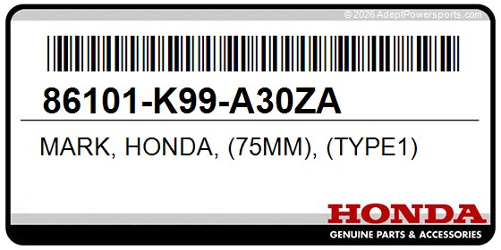 Honda 86101-K99-A30ZA Mark, Honda, (75Mm), (Type1)