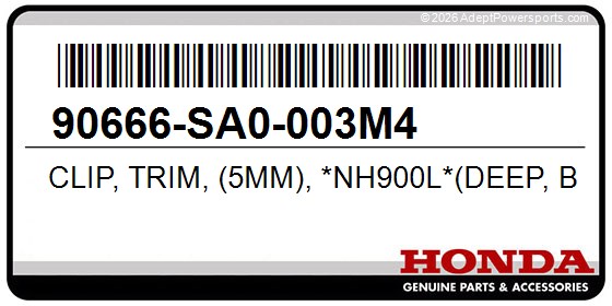 Honda 90666-SA0-003M4 Clip, Trim, (5Mm), *Nh900l*(Deep, Black)