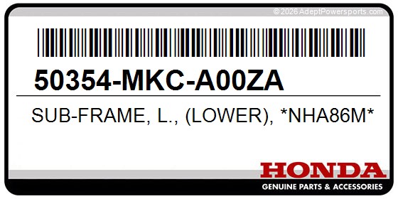Honda 50354-MKC-A00ZA Sub-Frame, L., (Lower), *Nha86m*(Mat, Ballistic, Black)
