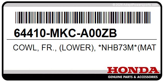 Honda 64410-MKC-A00ZB Cowl, Fr., (Lower), *Nhb73m*(Mat, Alpha, Silver, Metallic)