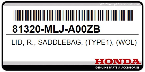 Honda 81320-MLJ-A00ZB Lid, R., Saddlebag, (Type1), (Wol)