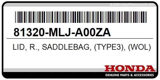 Honda 81320-MLJ-A00ZA Lid, R., Saddlebag, (Type3), (Wol)