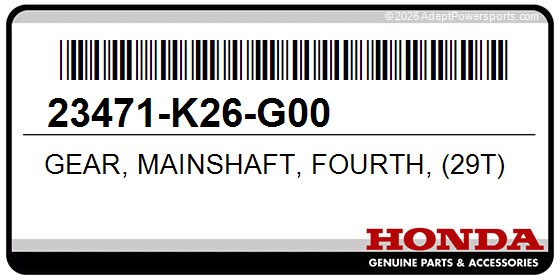 Honda 23471-K26-G00 Gear, Mainshaft, Fourth, (29T)