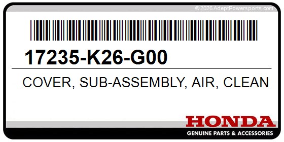 Honda 17235-K26-G00 Cover, Sub-Assembly, Air, Cleaner
