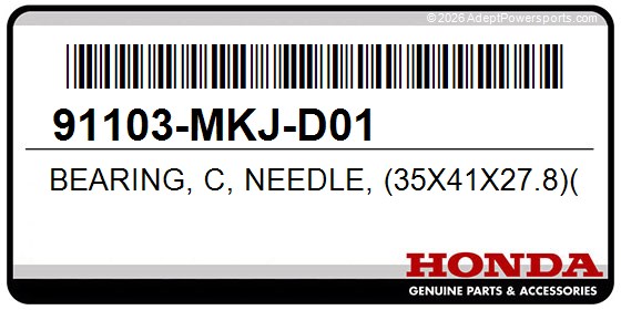 Honda 91103-MKJ-D01 Bearing, C, Needle, (35X41x27.8)(Yellow)