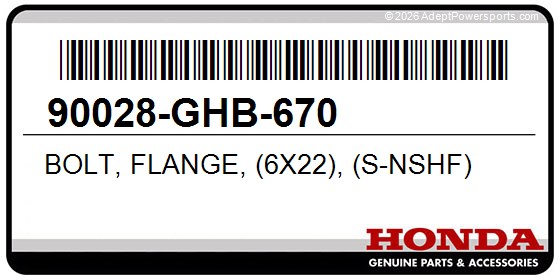 Honda 90028-GHB-670 Bolt, Flange, (6X22), (S-Nshf)